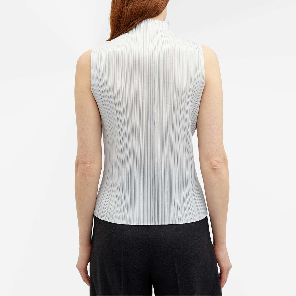 Pleats Please Issey Miyake Women's Basics Roll Neck Vest in Grey