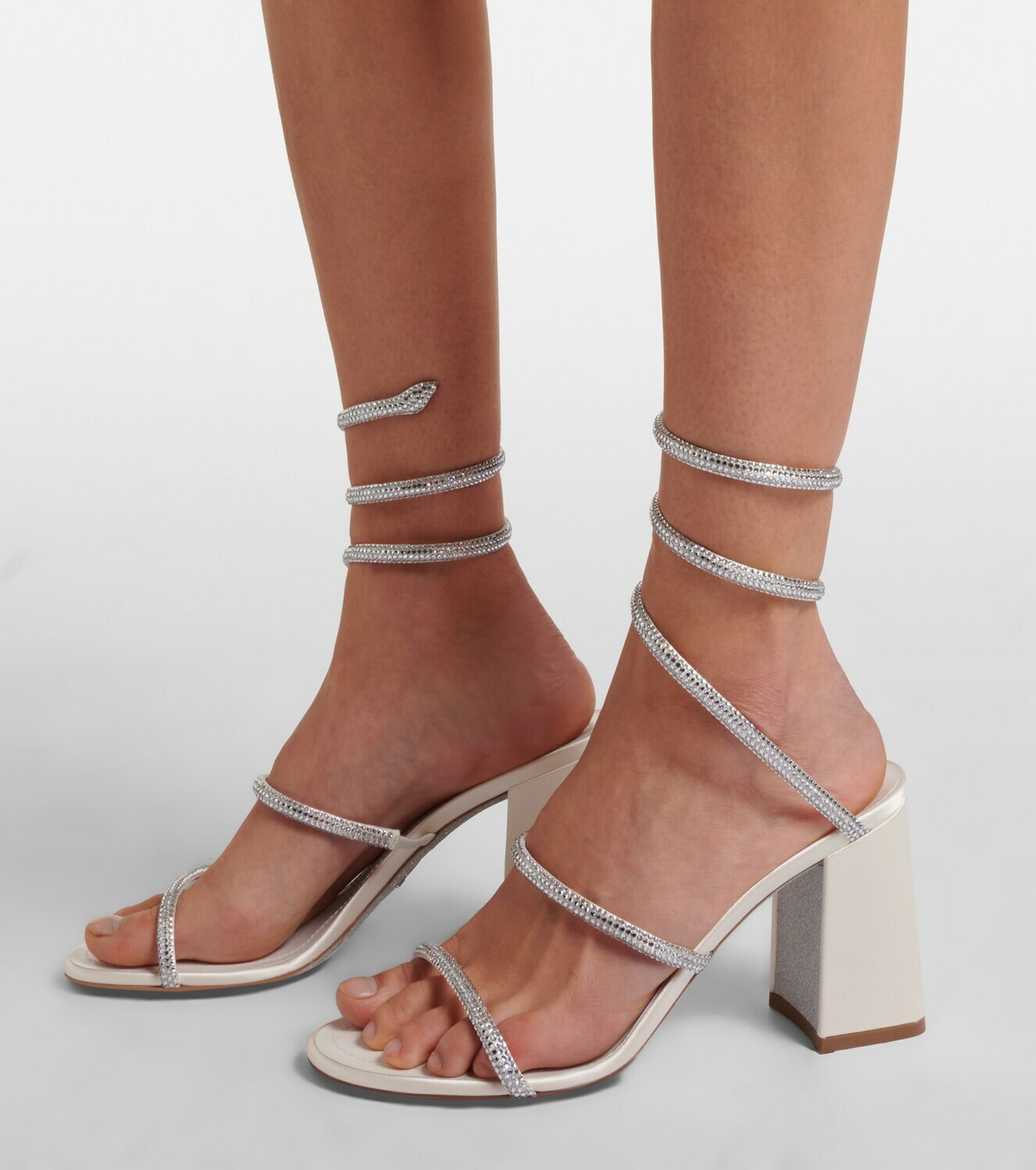 Rene Caovilla 80 embellished satin sandals