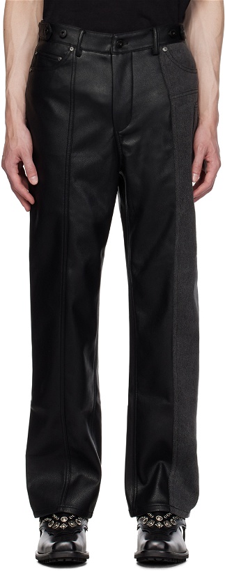 Photo: Feng Chen Wang Black Paneled Faux-Leather Jeans
