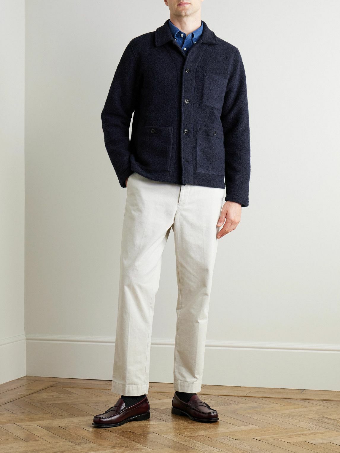 Hartford - Service Wool-Blend Fleece Chore Jacket - Blue Hartford