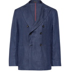 Rubinacci - Navy Unstructured Double-Breasted Linen Blazer - Men - Navy