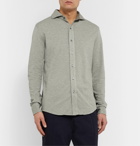 Ralph Lauren Purple Label - Mélange Cotton-Piqué Shirt - Gray