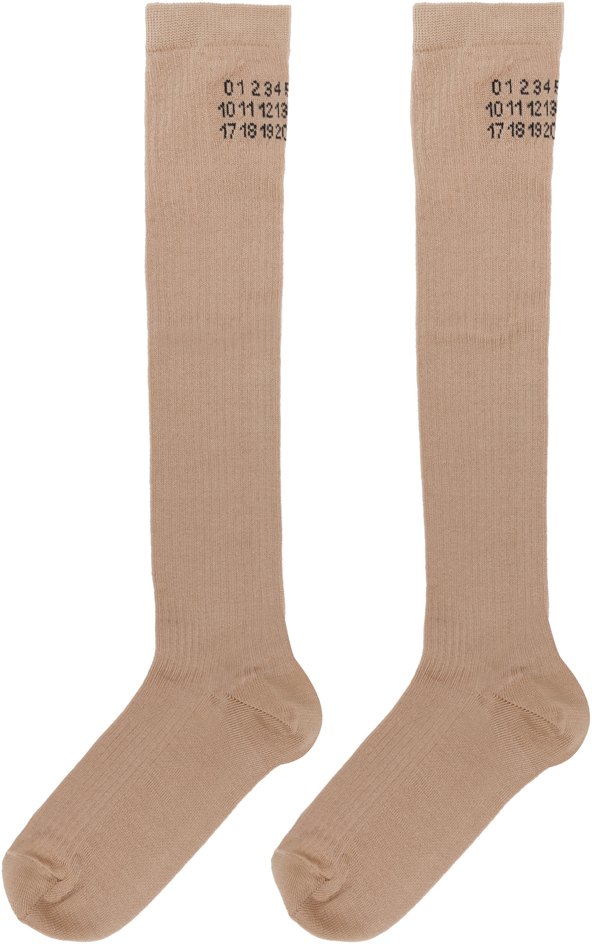 MM6 Maison Margiela Tan Knee-High Socks