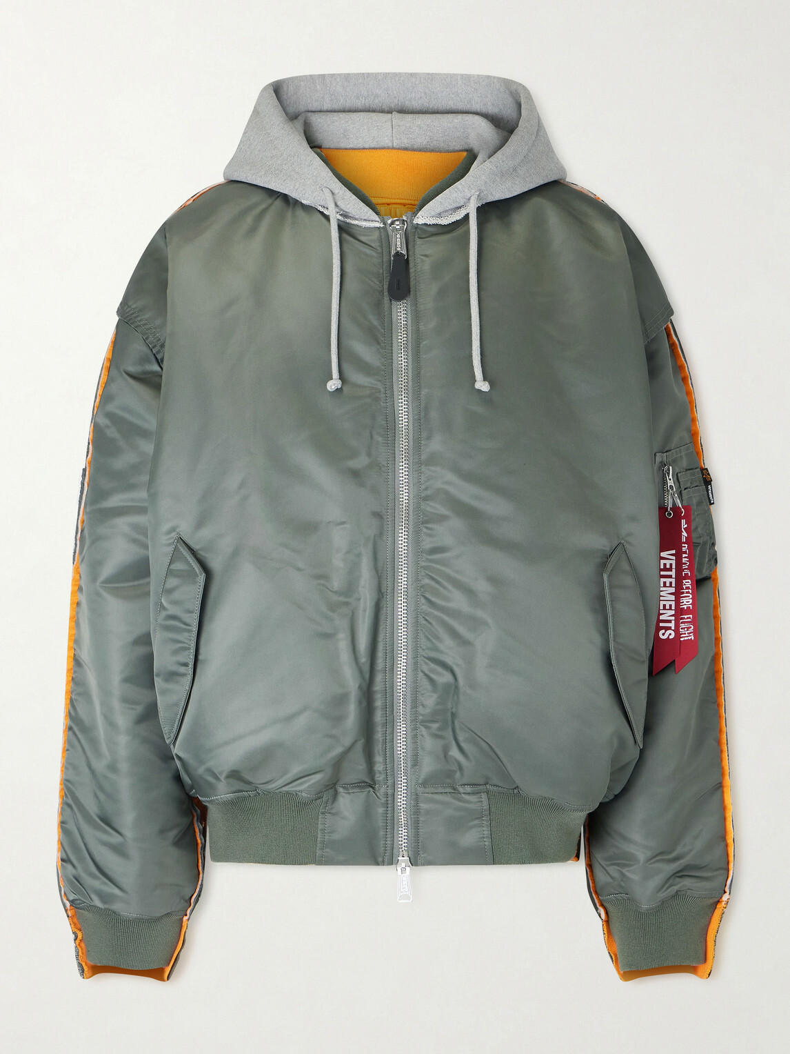 VETEMENTS - Padded Shell and Cotton-Blend Jersey Hooded Jacket - Green