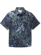 Corridor - Camp-Collar Printed Linen Shirt - Blue