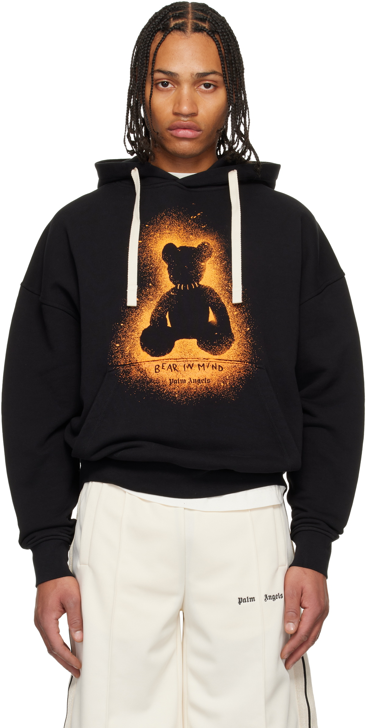 Palm Angels Black Spray Bear Loose Hoodie Palm Angels
