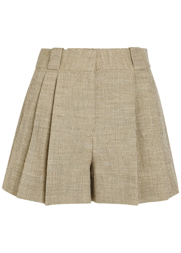 Photo: Blaze Milano Selle Pleated Cotton-blend Shorts Beige