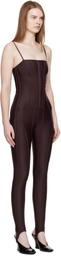 Mugler Burgundy Boned Stretch Catsuit