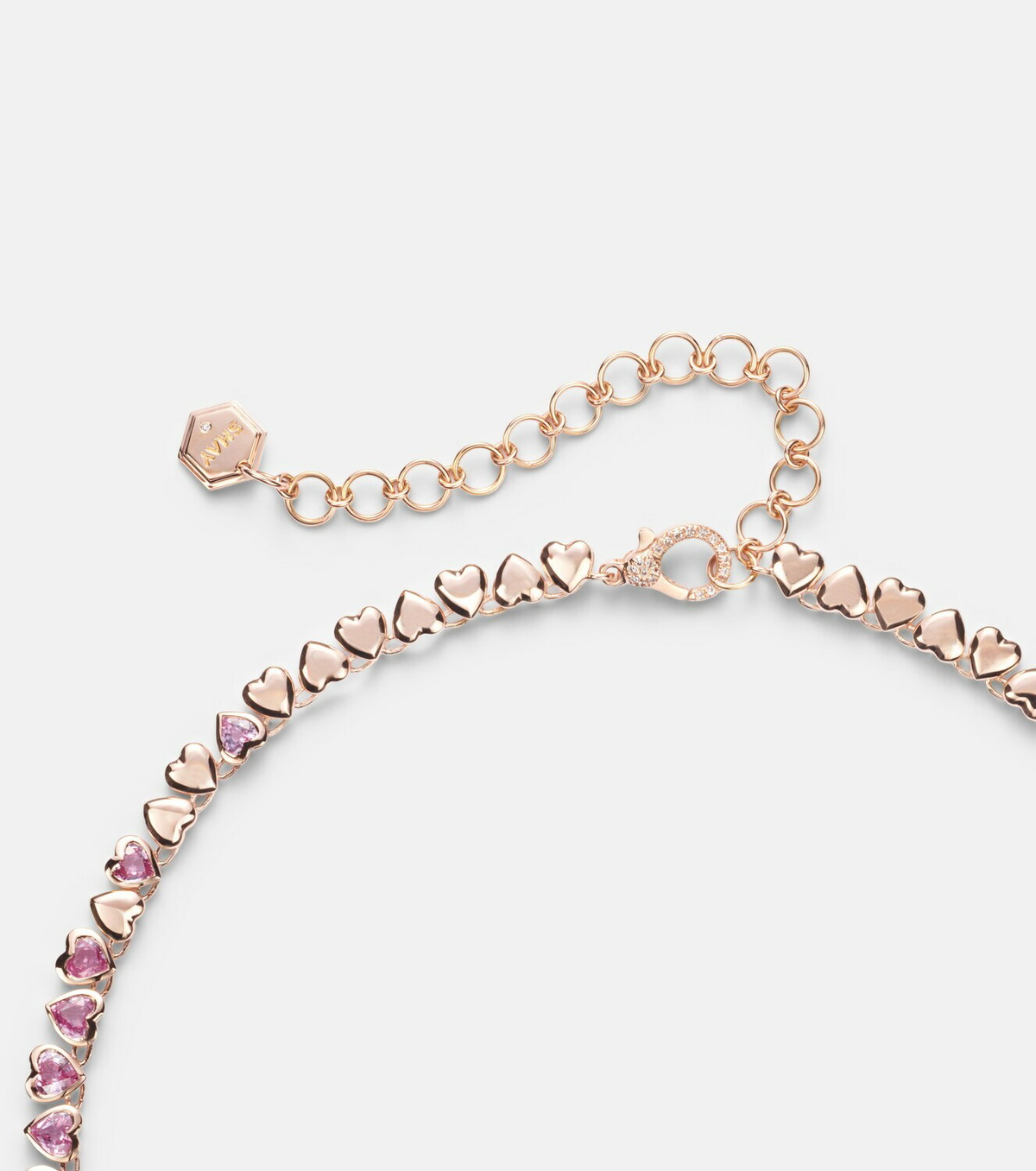 Shay Jewelry Tennis 18kt rose gold necklace with sapphires and diamond