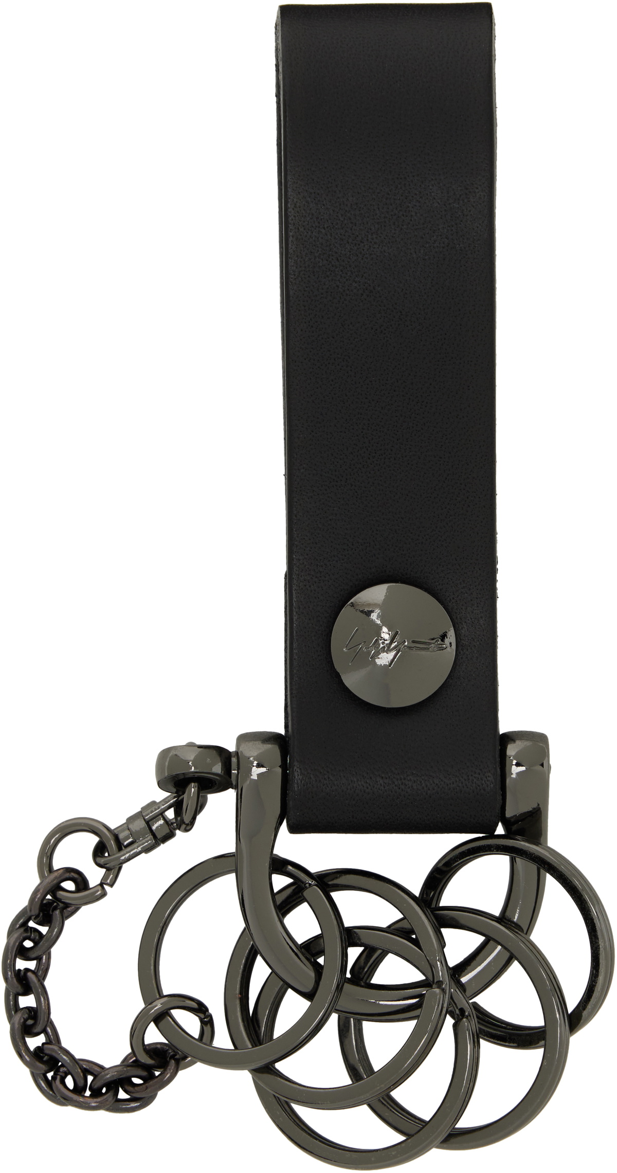 YOHJI YAMAMOTO Gunmetal Key Ring Keychain