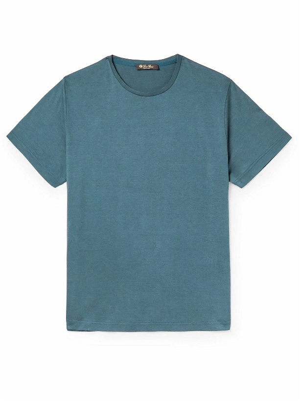 Photo: Loro Piana - Slim-Fit Silk and Cotton-Blend Jersey T-Shirt - Blue