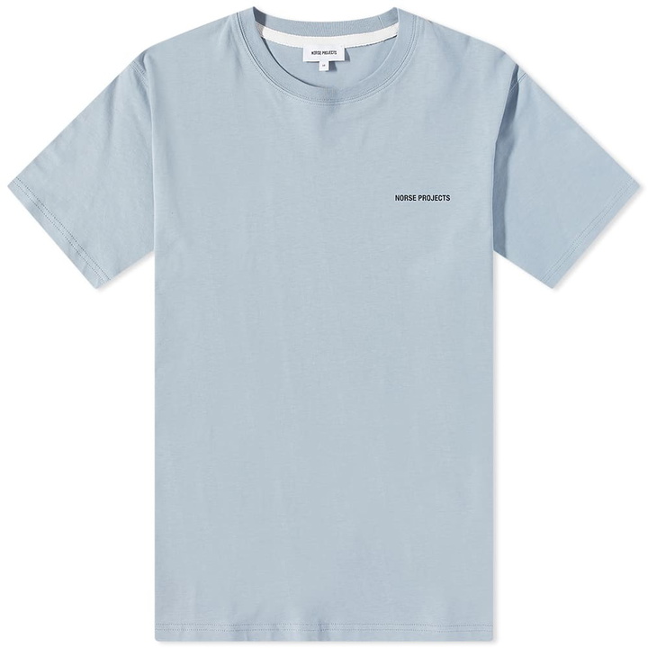 Photo: Norse Projects Men's Niels Standard Logo T-Shirt in Silver Blue