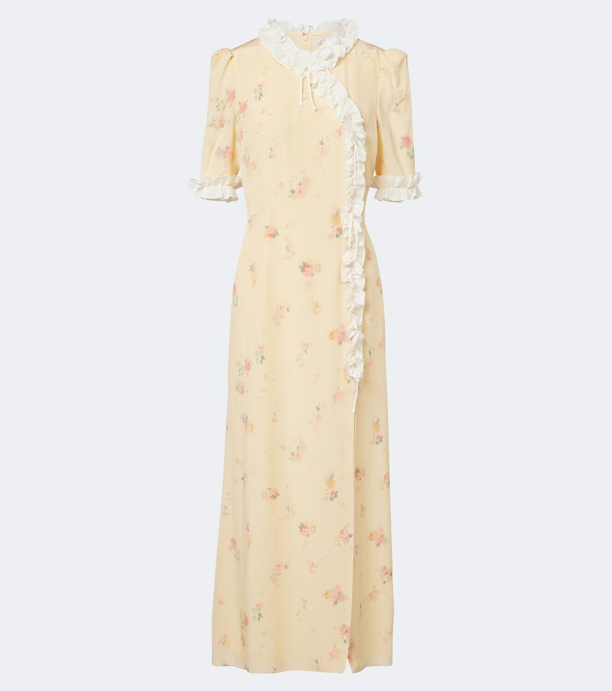 Alessandra Rich Floral ruffled silk midi dress