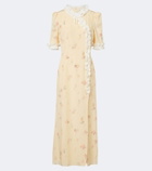 Alessandra Rich Floral ruffled silk midi dress