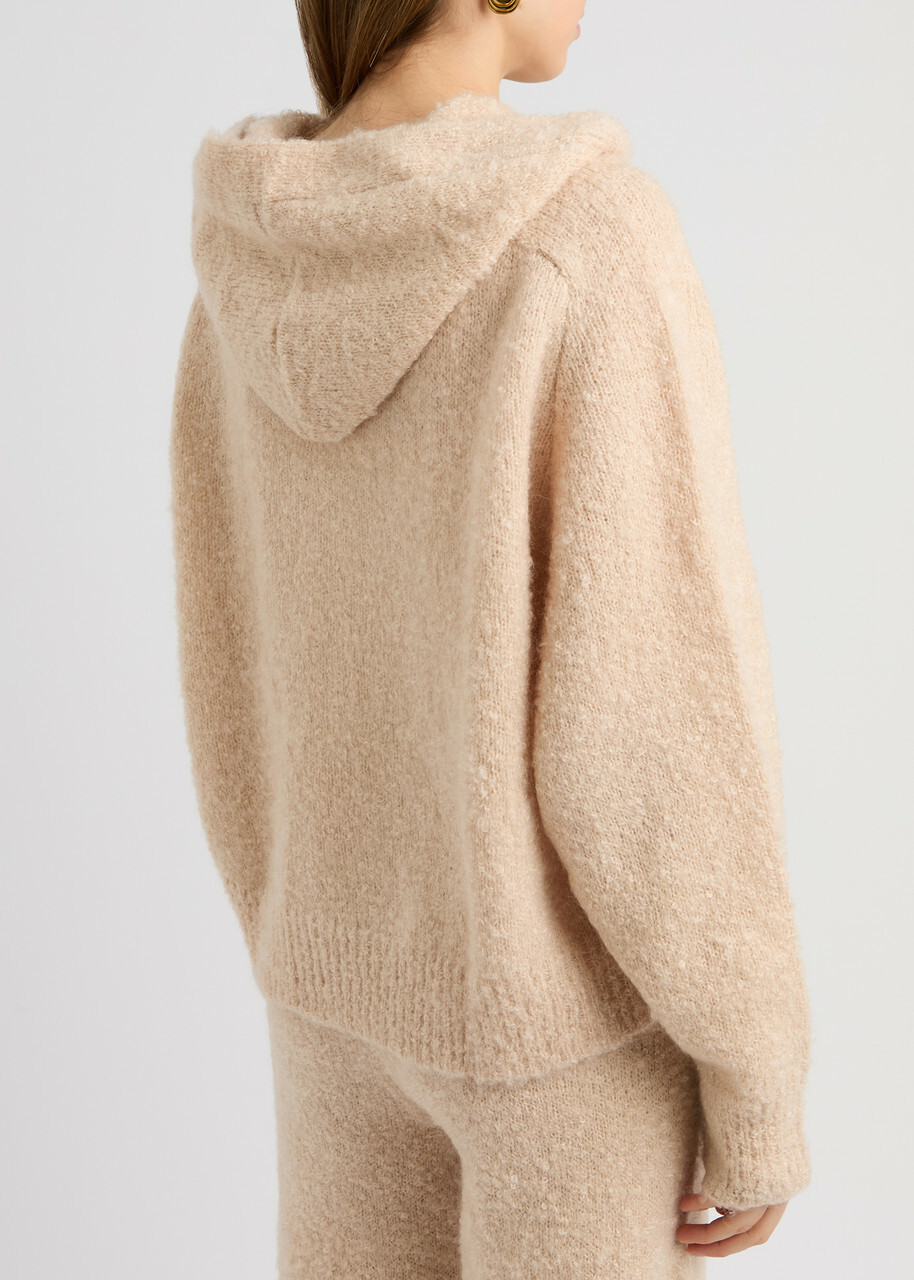 Crush Cashmere Bob Hooded Bouclé Mohair Jumper Beige