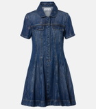 Self-Portrait Embellished pleated denim minidress