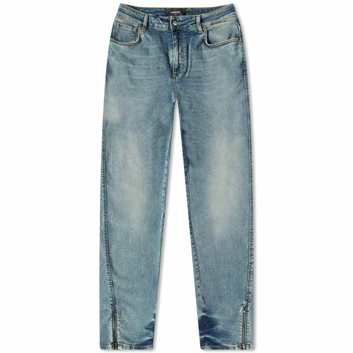 Photo: Represent Men's Split Zip Denim Jean in Indigo Blue