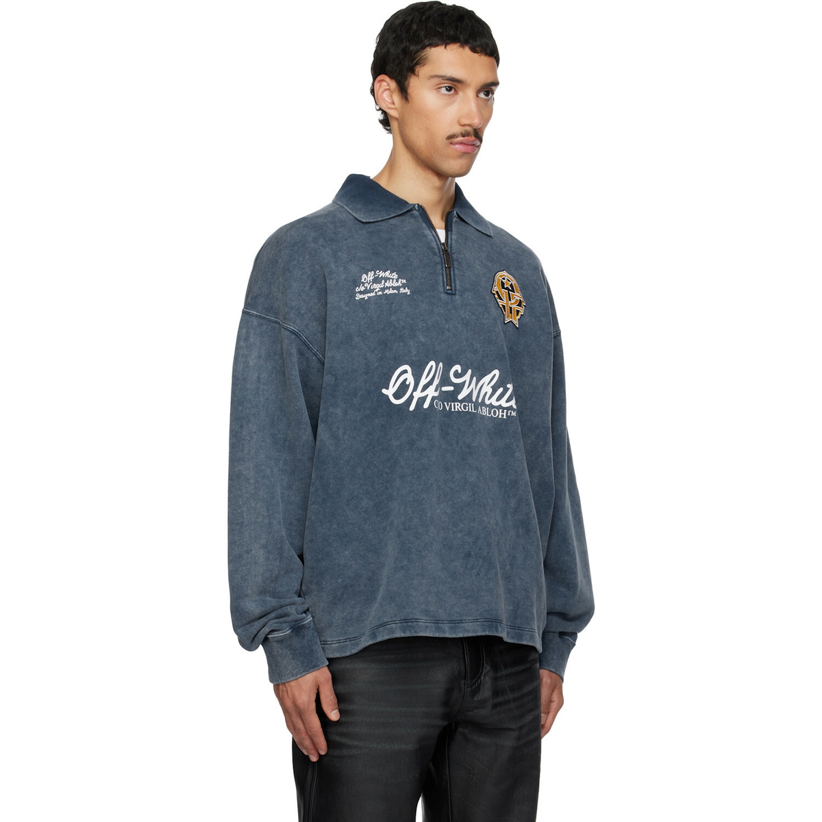 Off-White Navy Sporty 4 Fleece Polo