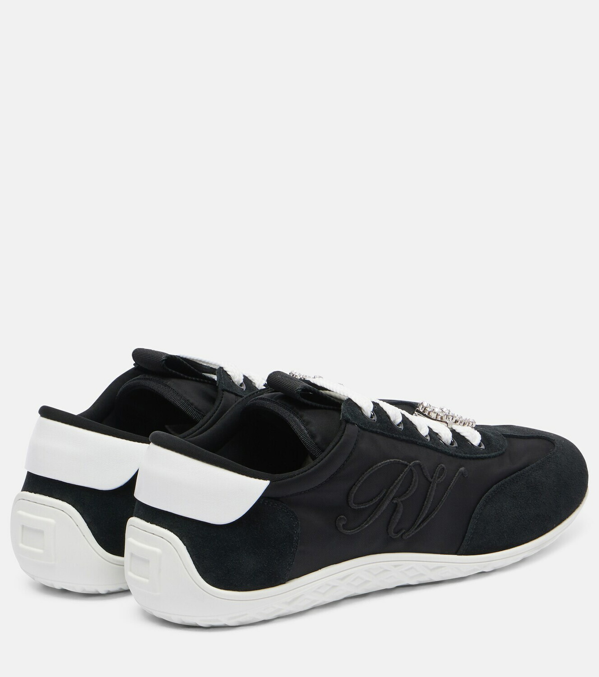 Roger Vivier Viv Low suede-trimmed satin sneakers