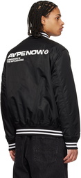 AAPE by A Bathing Ape Black Striped Bomber Jacket