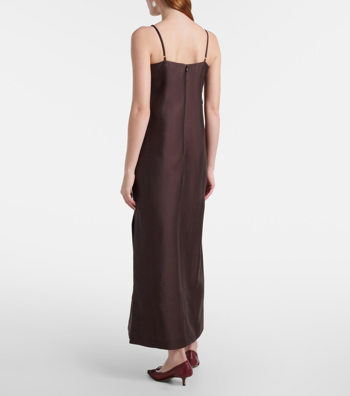Alémais Embellished printed linen-blend maxi dress
