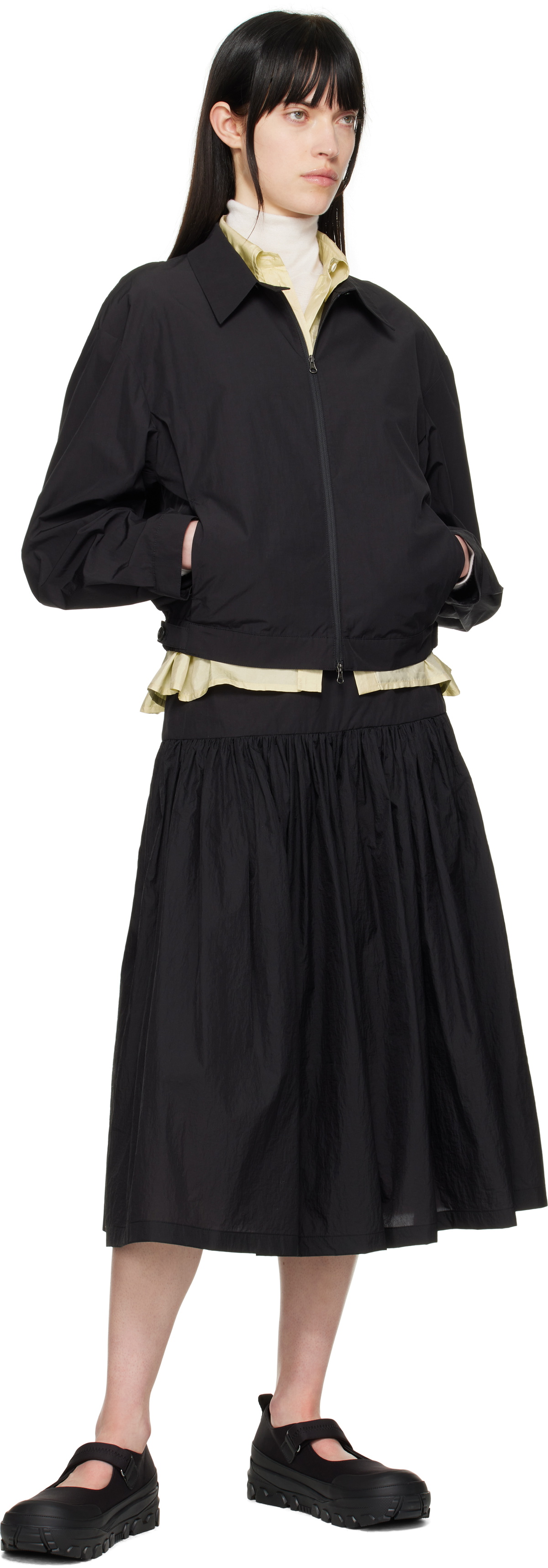 AMOMENTO Black Vibram Mary Jane Ballerina Flats
