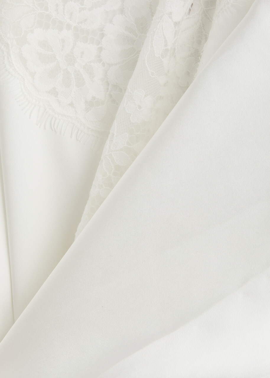 Self-portrait X Christopher Kane Lace and Satin Maxi Dress White