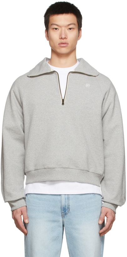 Photo: Recto Grey Signature Logo Zip Sweater