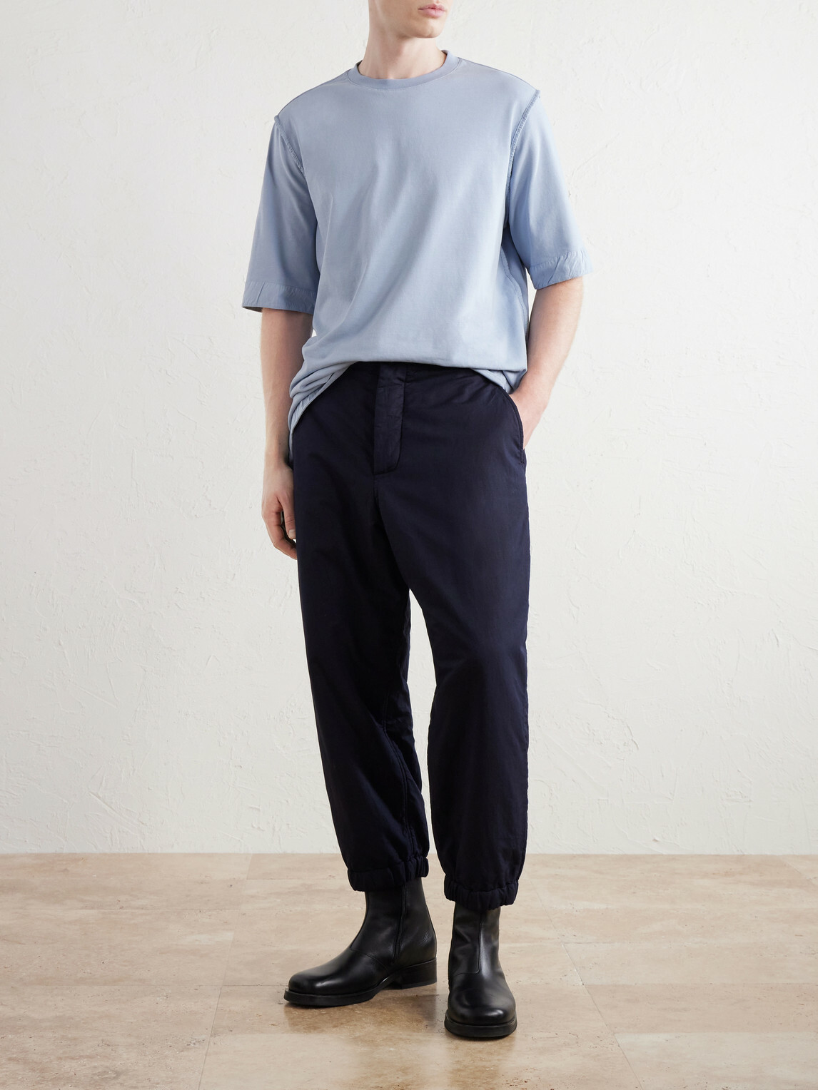 Casey Casey - Snow Tapered Cotton and Linen-Blend Trousers - Blue