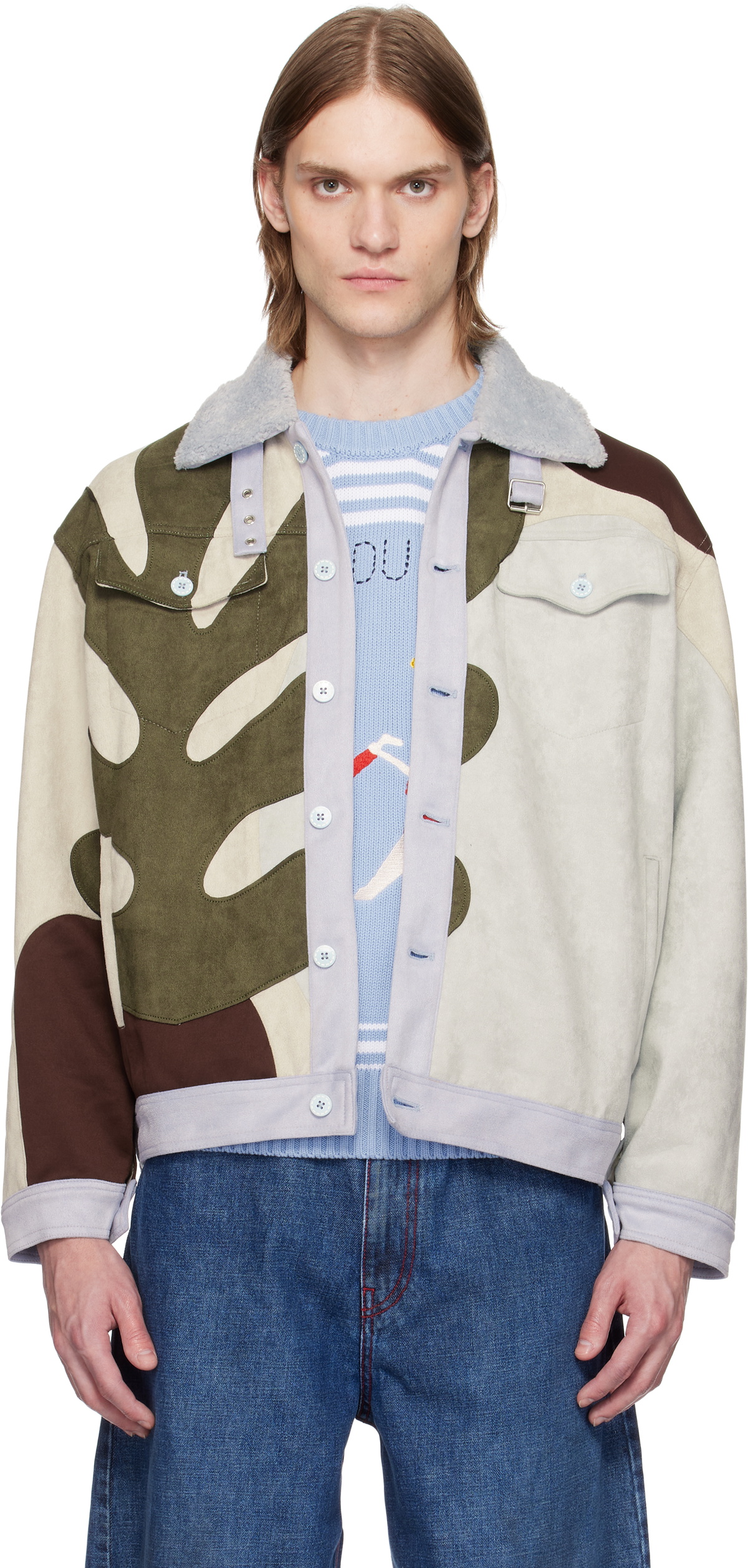 KidSuper Multicolor Suede Floral Patchwork Jacket