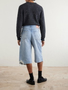 Acne Studios - Wide-Leg Distressed Denim Shorts - Blue
