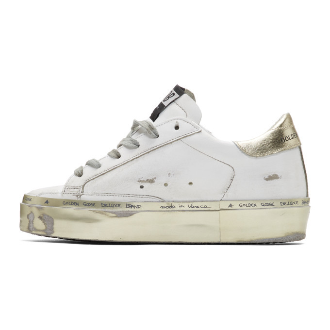 Golden Goose Women's Super-Star sneakers with gold sparkle