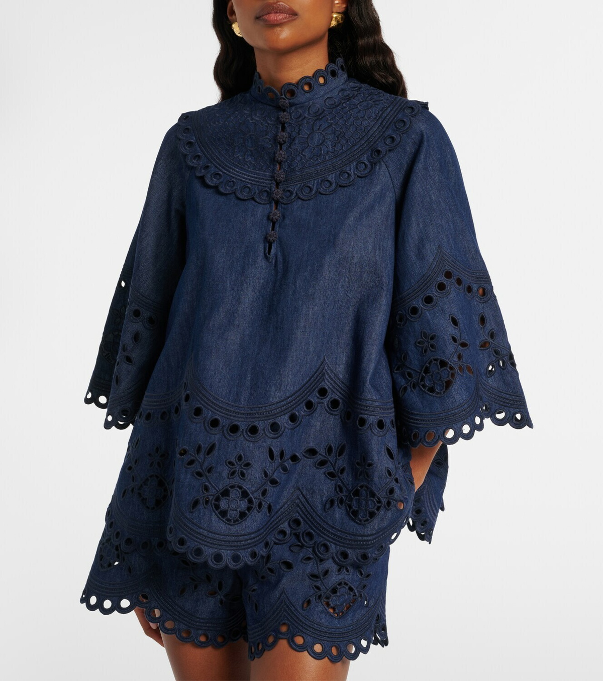 Zimmermann Mahon broderie anglaise denim top