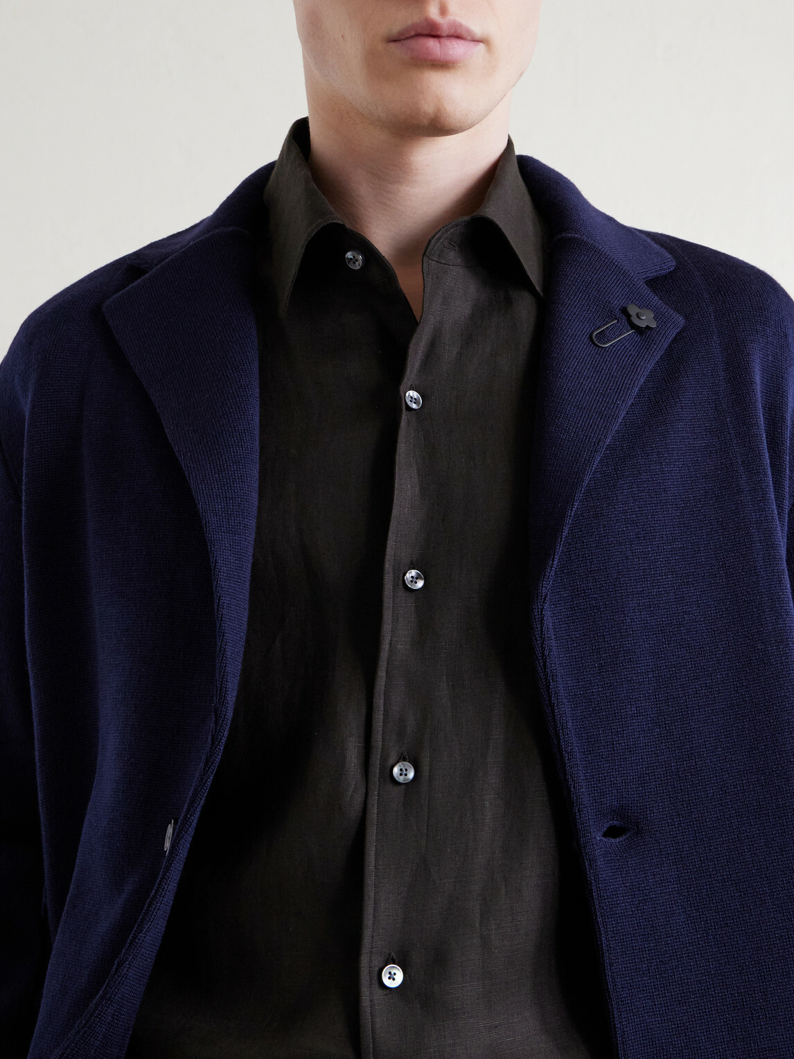 Lardini - Knitted Virgin Wool Blazer - Blue