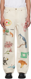Small Talk Studio SSENSE Exclusive Off-White Custom Hand Drawn Jeans