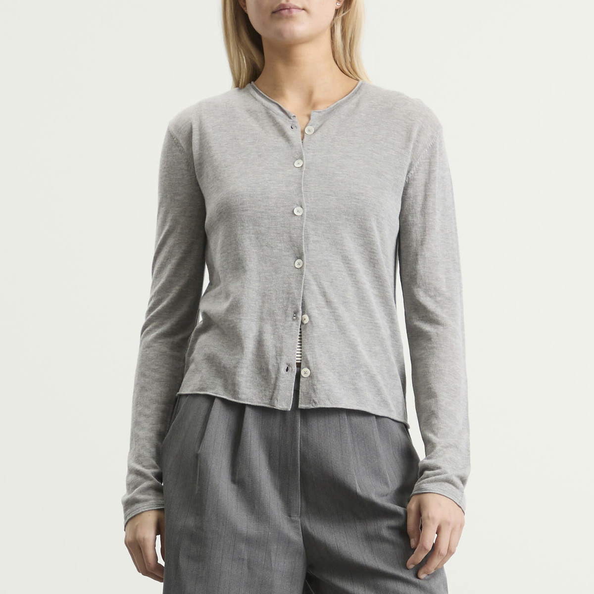 DUNST Women's Cardigan in Melange Grey