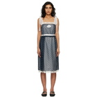 Marc Jacobs Navy Ribbon Strap Chiffon Midi Dress