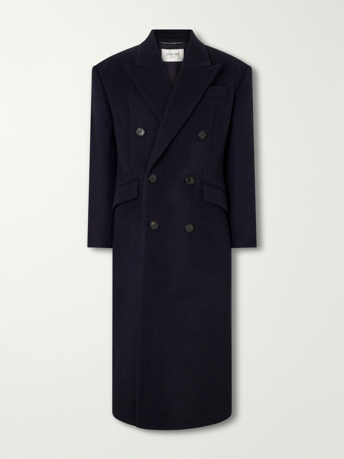 SAINT LAURENT - Double-Breasted Wool-Blend Coat - Blue