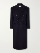 SAINT LAURENT - Double-Breasted Wool-Blend Coat - Blue