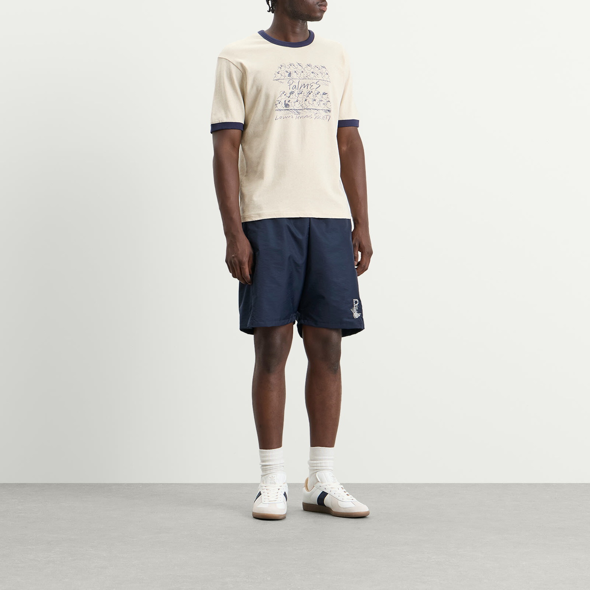 END. x Palmes Men's Crowd Ringer T-Shirt in Off-White