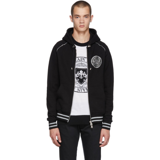 Photo: Balmain Black and Silver Zip Hoodie