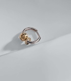 Rainbow K Piercing 14kt gold single earring with diamonds
