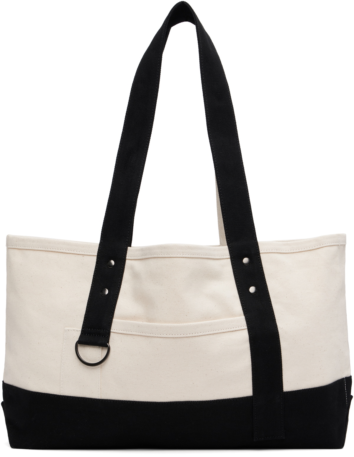 Y's Off-White & Black Big Washer Canvas Tote