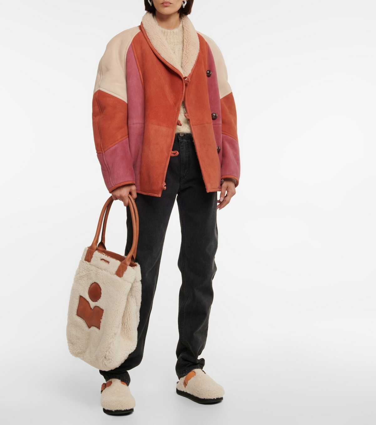 Isabel Marant - Yenky shearling and leather tote Isabel Marant