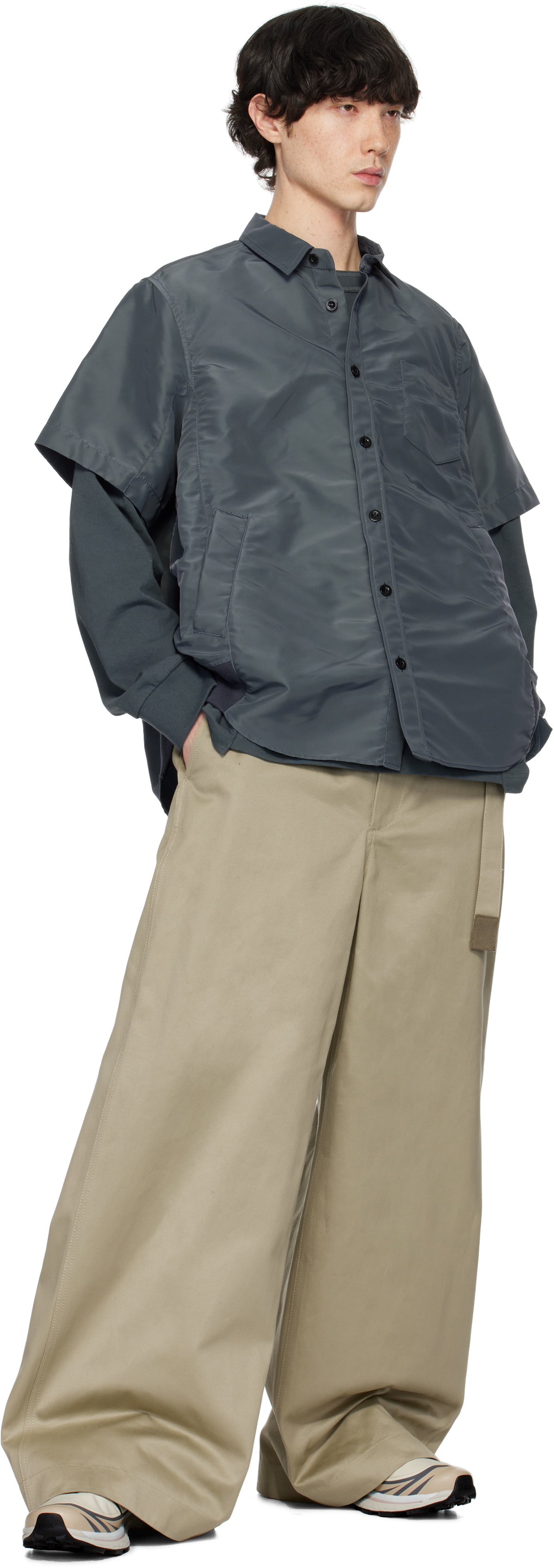 sacai Blue Nylon Twill Shirt Sacai