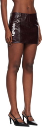 Off-White Brown Crinkle Coated Miniskirt