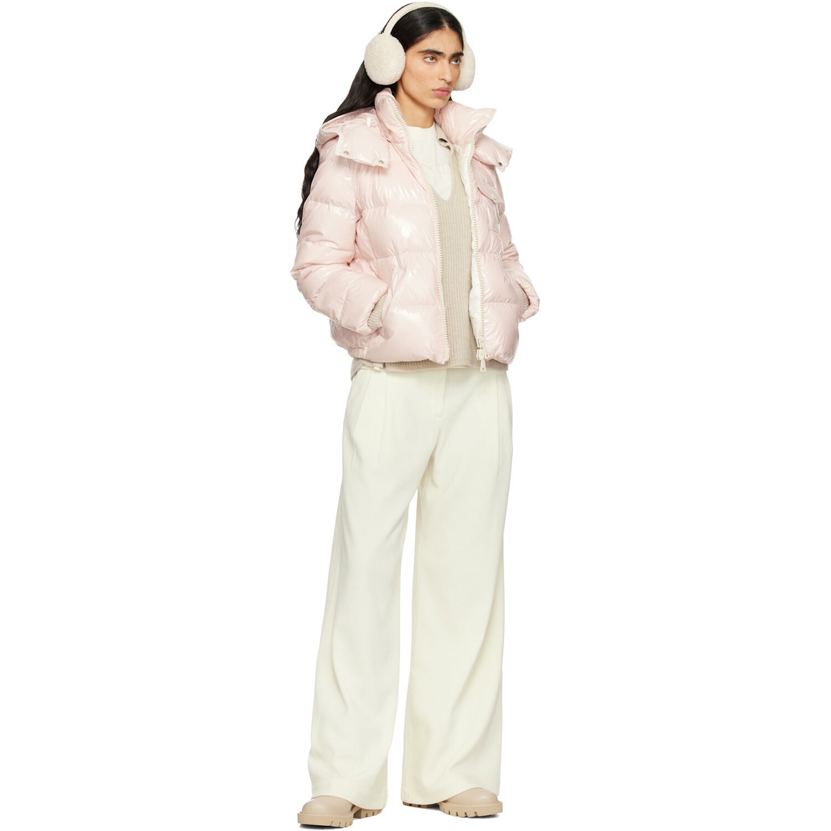 Moncler Pink Andro Hooded Short Down Jacket