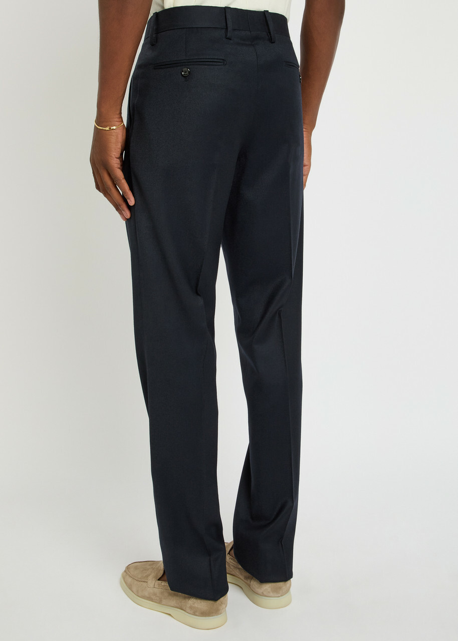 Lardini Wool and Cashmere-blend Trousers Navy