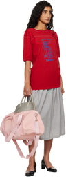Comme des Garçons Girl Gray Wool Tropical Colour Stripe Midi Skirt