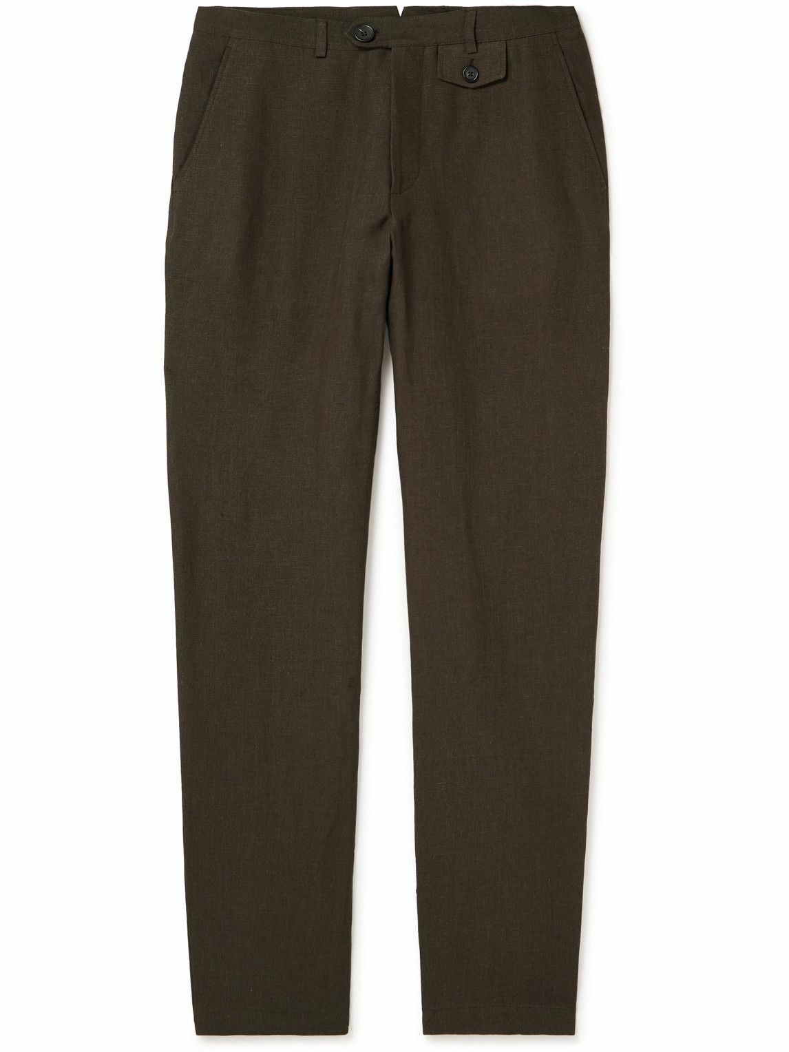 Oliver Spencer - Fishtail Tapered Linen Trousers - Brown Oliver Spencer